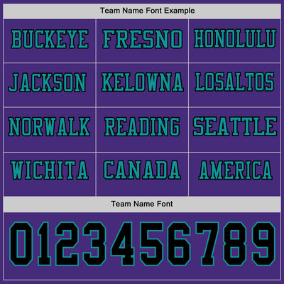 Custom Purple Black-Teal Long Sleeve Authentic Football Jersey