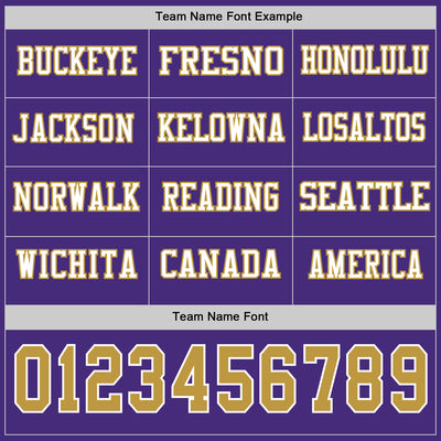 Custom Purple Old Gold-White Long Sleeve Authentic Football Jersey