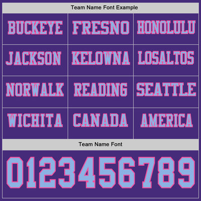 Custom Purple Light Blue-Pink Long Sleeve Authentic Football Jersey