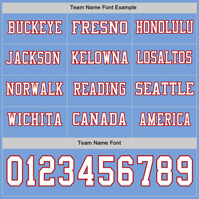 Custom Light Blue White-Red Long Sleeve Authentic Football Jersey