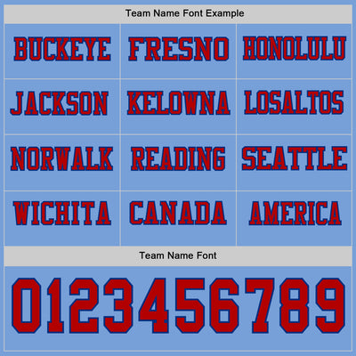 Custom Light Blue Red-Royal Long Sleeve Authentic Football Jersey