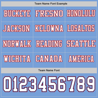 Custom Light Blue White Royal-Red Long Sleeve Authentic Football Jersey