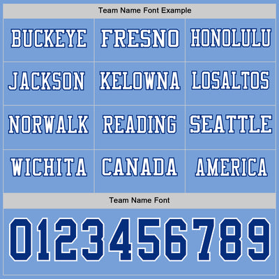 Custom Light Blue Royal-White Long Sleeve Authentic Football Jersey