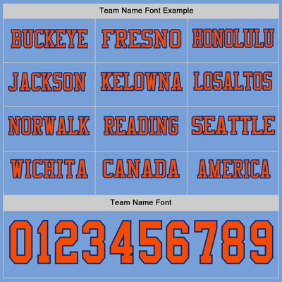 Custom Light Blue Orange-Royal Long Sleeve Authentic Football Jersey