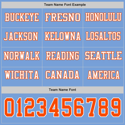 Custom Light Blue Orange-White Long Sleeve Authentic Football Jersey