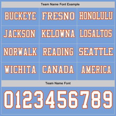 Custom Light Blue White-Orange Long Sleeve Authentic Football Jersey