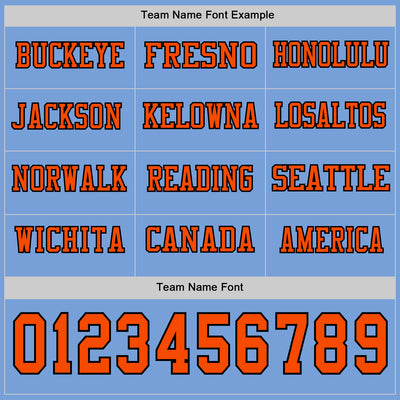 Custom Light Blue Orange-Black Long Sleeve Authentic Football Jersey