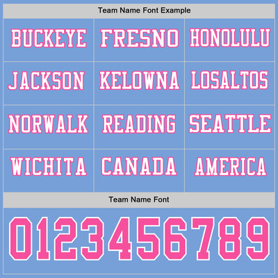 Custom Light Blue Pink-White Long Sleeve Authentic Football Jersey