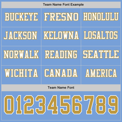 Custom Light Blue Old Gold-White Long Sleeve Authentic Football Jersey