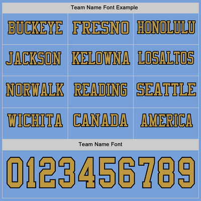 Custom Light Blue Old Gold-Black Long Sleeve Authentic Football Jersey