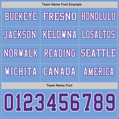 Custom Light Blue Purple-White Long Sleeve Authentic Football Jersey