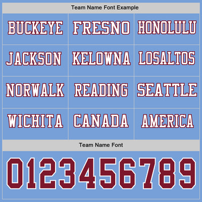 Custom Light Blue Crimson-White Long Sleeve Authentic Football Jersey