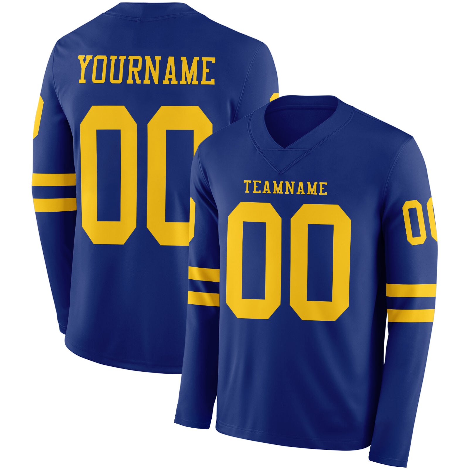 Custom Royal Yellow Long Sleeve Authentic Football Jersey