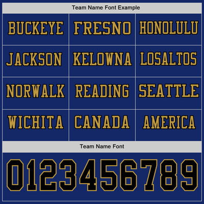 Custom Royal Black-Old Gold Long Sleeve Authentic Football Jersey