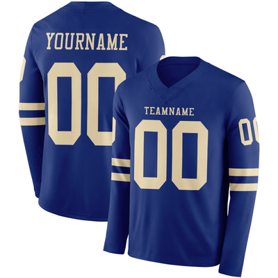 Custom Royal Cream Long Sleeve Authentic Football Jersey