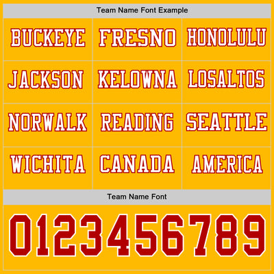 Custom Gold Red-White Long Sleeve Authentic Football Jersey