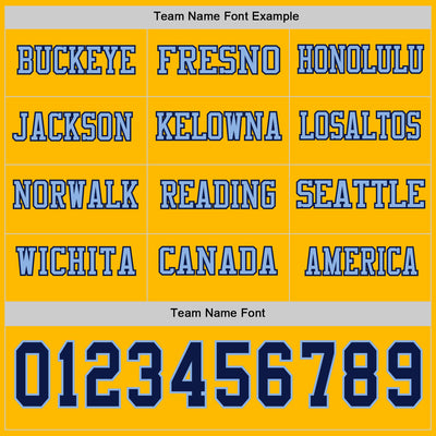 Custom Gold Navy-Light Blue Long Sleeve Authentic Football Jersey