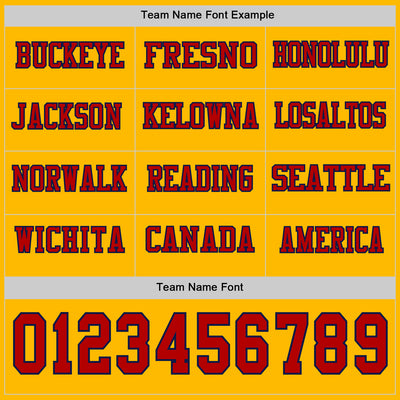 Custom Gold Red-Navy Long Sleeve Authentic Football Jersey