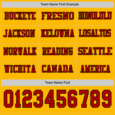 Custom Gold Red-Black Long Sleeve Authentic Football Jersey