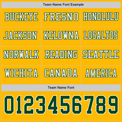 Custom Gold Green-White Long Sleeve Authentic Football Jersey