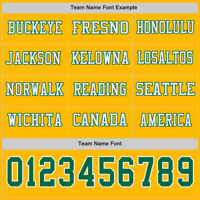 Custom Gold Kelly Green-White Long Sleeve Authentic Football Jersey