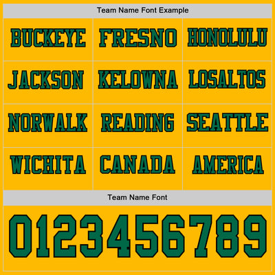 Custom Gold Kelly Green-Black Long Sleeve Authentic Football Jersey