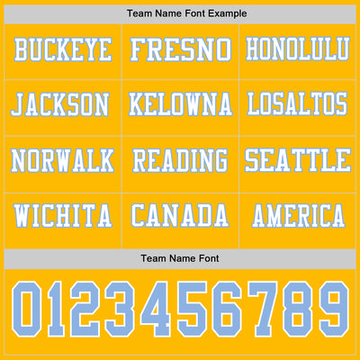 Custom Gold Light Blue-White Long Sleeve Authentic Football Jersey