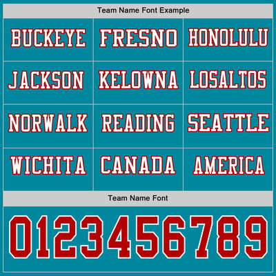 Custom Teal Red-White Long Sleeve Authentic Football Jersey