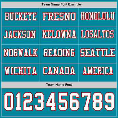 Custom Teal White-Red Long Sleeve Authentic Football Jersey