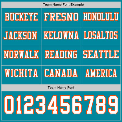 Custom Teal White-Orange Long Sleeve Authentic Football Jersey