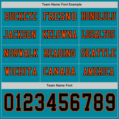 Custom Teal Black-Orange Long Sleeve Authentic Football Jersey