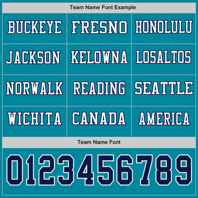 Custom Teal Navy-White Long Sleeve Authentic Football Jersey