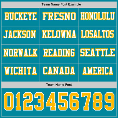 Custom Teal Gold-White Long Sleeve Authentic Football Jersey