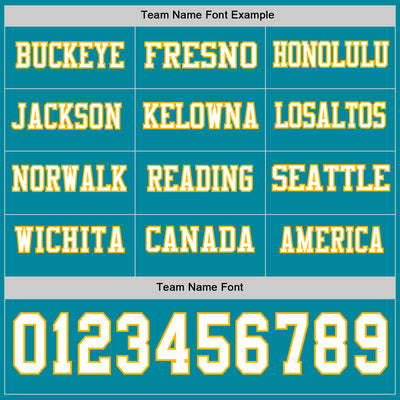 Custom Teal White-Gold Long Sleeve Authentic Football Jersey