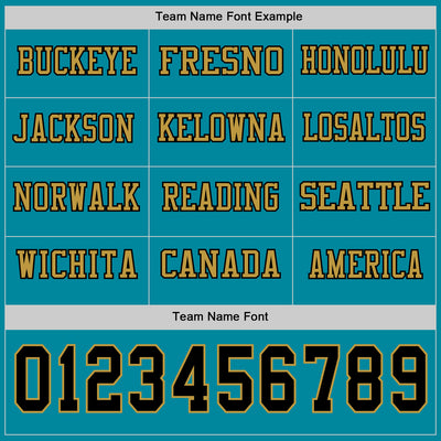 Custom Teal Black-Old Gold Long Sleeve Authentic Football Jersey