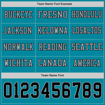 Custom Teal Black-Gray Long Sleeve Authentic Football Jersey