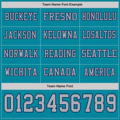 Custom Teal Gray-Navy Long Sleeve Authentic Football Jersey