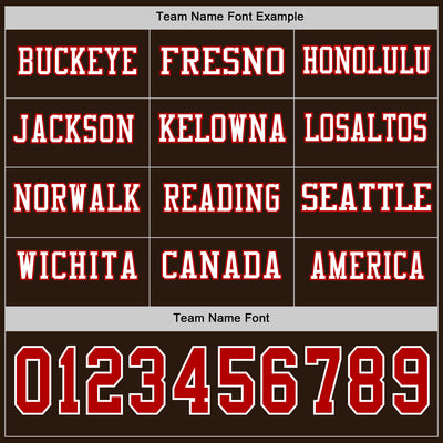 Custom Brwon Red-White Long Sleeve Authentic Football Jersey