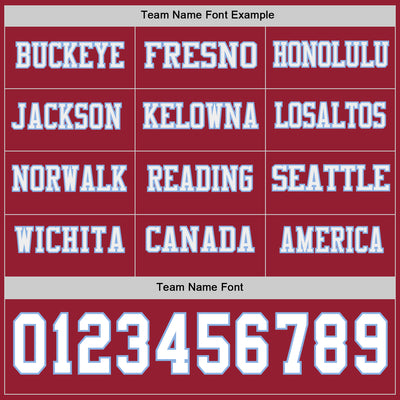 Custom Cardinal White-Light Blue Long Sleeve Authentic Football Jersey