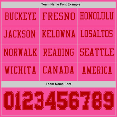 Custom Pink Red Long Sleeve Authentic Football Jersey