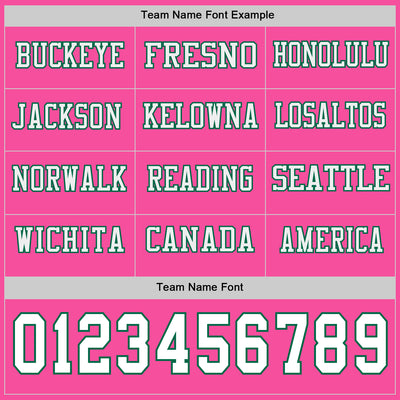 Custom Pink White=Kelly Green Long Sleeve Authentic Football Jersey