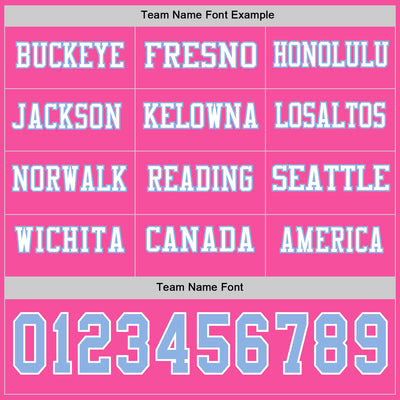 Custom Pink Light Blue-White Long Sleeve Authentic Football Jersey