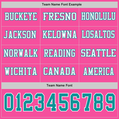 Custom Pink Teal-White Long Sleeve Authentic Football Jersey