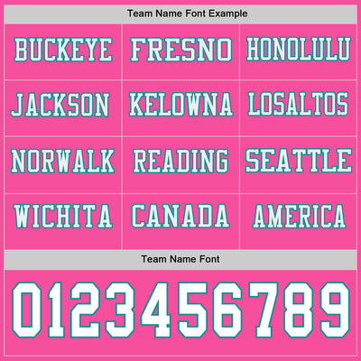 Custom Pink White-Teal Long Sleeve Authentic Football Jersey