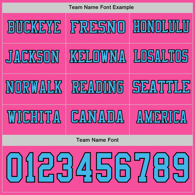 Custom Pink Sky Blue-Black Long Sleeve Authentic Football Jersey