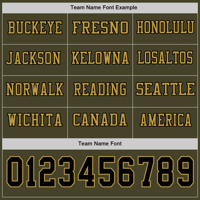 Custom Olive Black-Old Gold Long Sleeve Salute To Service Authentic Football Jersey