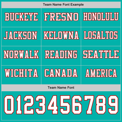 Custom Aqua White-Red Long Sleeve Authentic Football Jersey