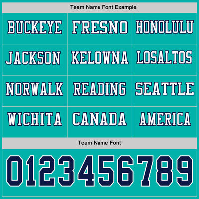 Custom Aqua Navy-White Long Sleeve Authentic Football Jersey