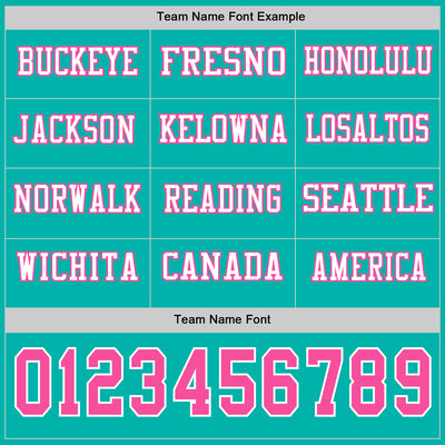 Custom Aqua Pink-White Long Sleeve Authentic Football Jersey