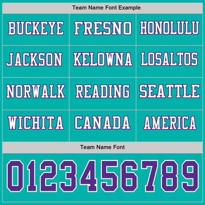 Custom Aqua Purple-White Long Sleeve Authentic Football Jersey